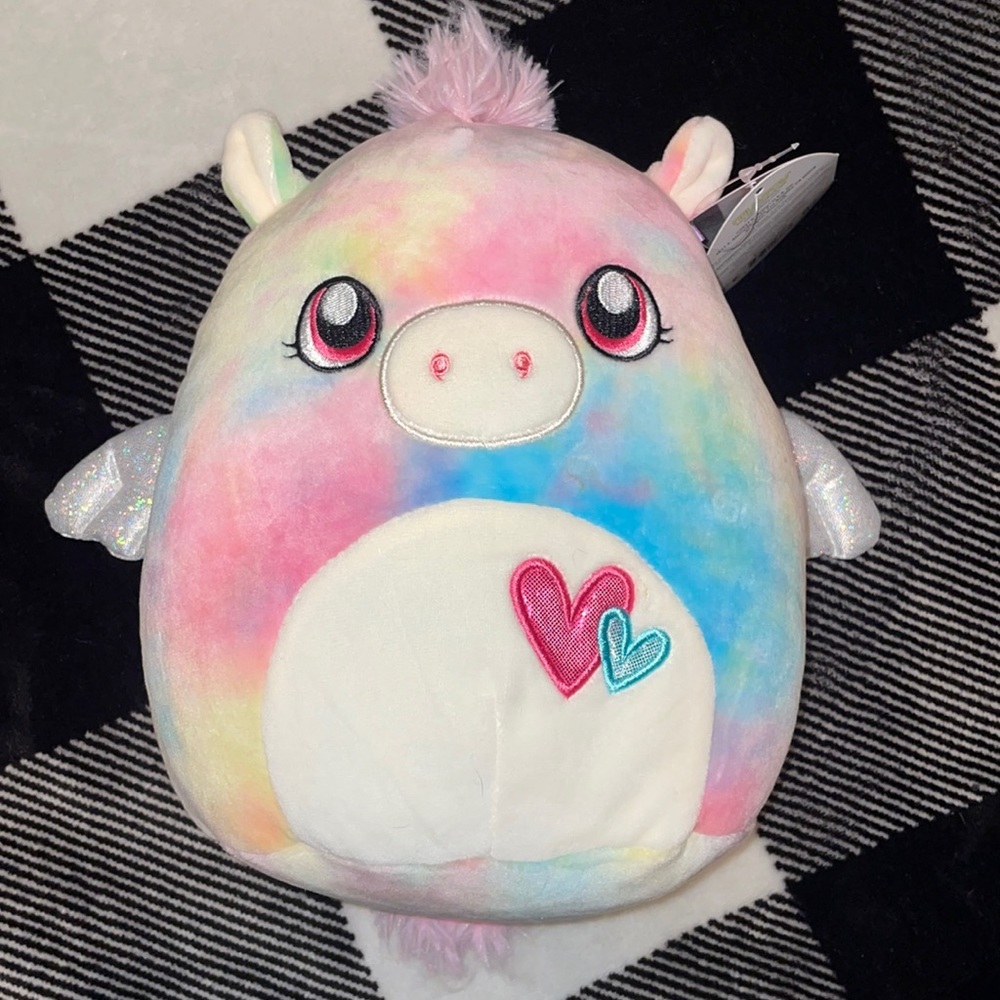 SQUISHMALLOW 4.5" Mini VALENTINE Plush Paisley Pegasus Tie Dye with hearts